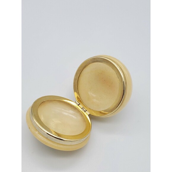 Vintage Firenze Alabaster Round Hinged Trinket Dish Floral Made in ITALY - Picture 10 of 12